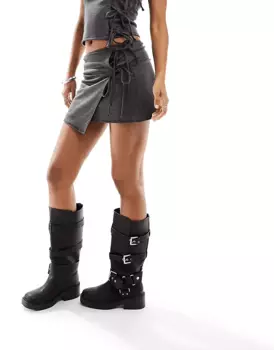 Юбка Reclaimed Vintage Wrap With Ties, темно-серый