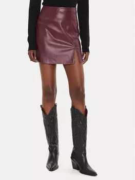 Юбка regular fit из искусственной кожи Noisy May, бургундия