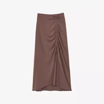 Юбка Reiss Aurelie с защипами по бокам, темно-коричневый