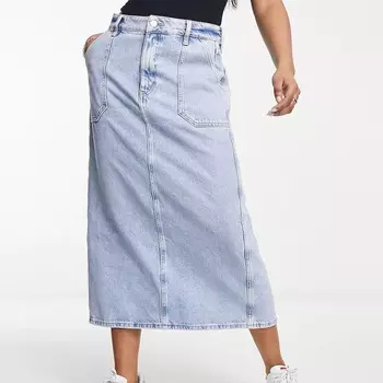 Юбка River Island Denim Cargo Midi, голубой