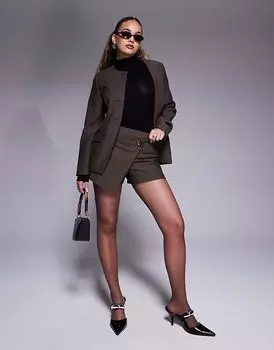 Юбка River Island с асимметричным запахом коричневого цвета