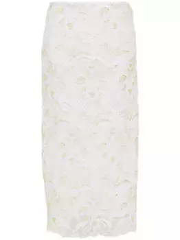 Юбка рыхлой вязки с вышивкой Fabiana Filippi, нейтральный