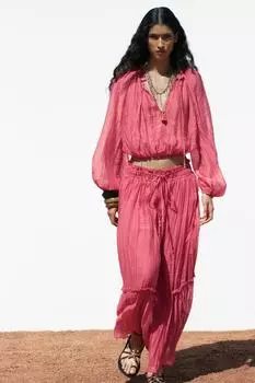 Юбка с эффектом складчатости ZARA, цвет Mid-pink