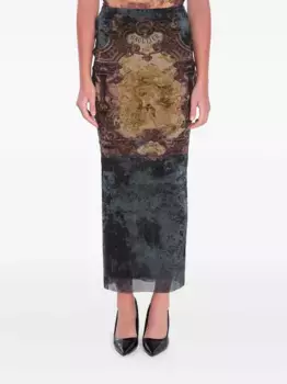 Юбка с эластичным поясом и принтом Mdaillon Jean Paul Gaultier, синий