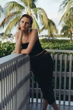 Юбка с эластичным вырезом ZARA, черный
