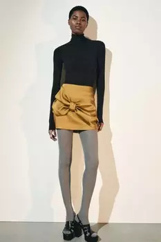 Юбка с атласным бантом ZARA, золотой