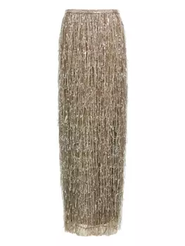 Юбка с бахромой из пайеток Brunello Cucinelli, золотой