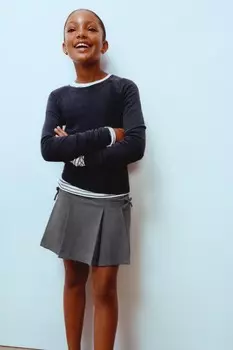 Юбка с бантиком ZARA, серый