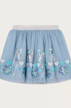 Юбка с бантом из пайеток Monsoon, синий