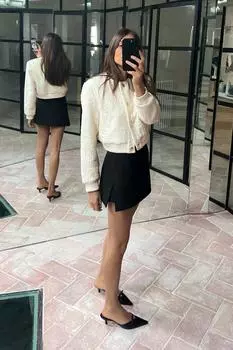 Юбка с боковыми разрезами ZARA, черный