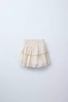 Юбка с цветочной вышивкой ZARA, экрю