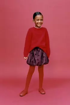 Юбка с цветочным флоком ZARA, бордо