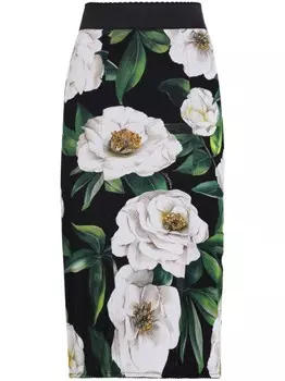 Юбка с цветочным принтом Dolce & Gabbana, черный