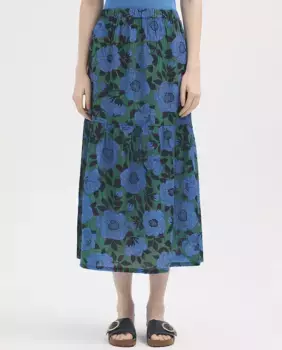 Юбка с цветочным принтом и эластичным поясом Nice Things, зеленый
