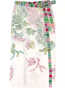 Юбка с цветочным принтом и завязками Loro Piana, синий