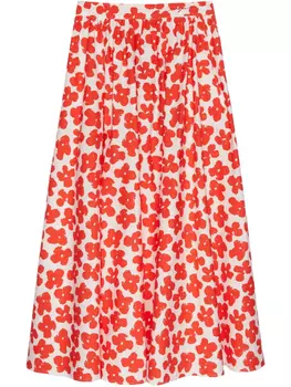 Юбка с цветочным принтом MSGM, красный