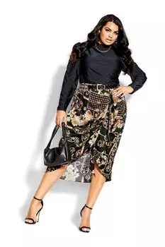 Юбка с цветочным принтом в стиле барокко City Chic, черный