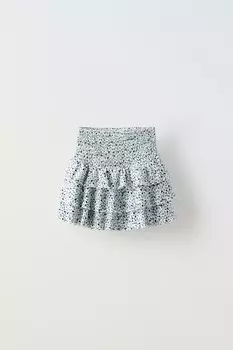 Юбка с цветочным узором ZARA, синий