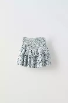 Юбка с цветочным узором ZARA, синий