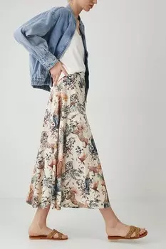 Юбка с добавлением льна Medicine, бежевый