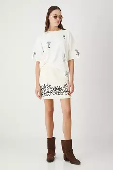 Юбка с добавлением льна Medicine, бежевый