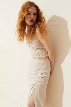 Юбка с драпировкой H&amp;M, светло-бежевый