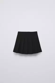 Юбка с двойной резинкой на талии и плиссированной платьей ZARA, черный