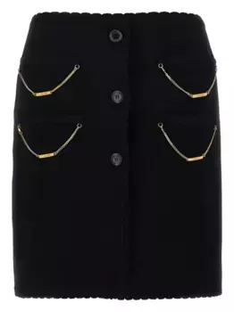 Юбка с фестонами и цепочками Moschino, черный