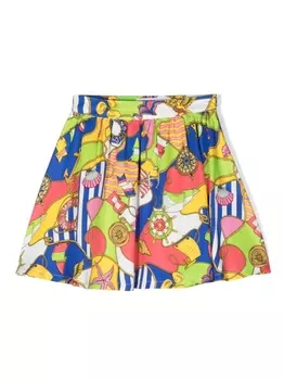 Юбка с графичным принтом и складками Moschino Kids, синий