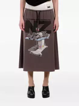 Юбка с графичным принтом Natasha Zinko, коричневый