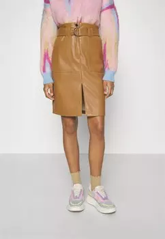 Юбка с клапанами VILA Petite VIPEN COATED SKIRT, цвет toasted coconut