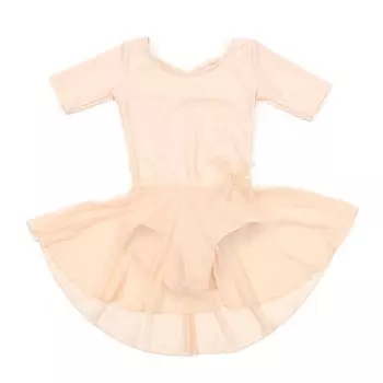 Юбка с короткими рукавами для девочек, классический однотонный купальник Leveret, цвет Nude Pink
