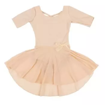 Юбка с короткими рукавами Leveret для девочек, купальник нейтрального сплошного цвета Leveret, бежевый