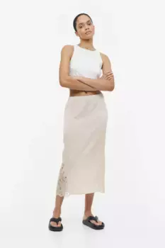 Юбка с кружевными деталями H&M, бежевый