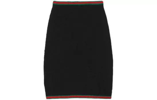 Юбка с кружевом и паутиной GUCCI, черный