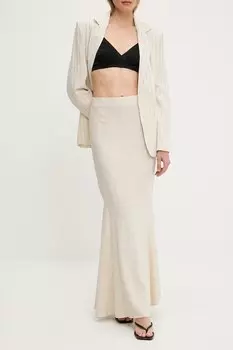 Юбка с льняной вставкой Answear.Lab, бежевый