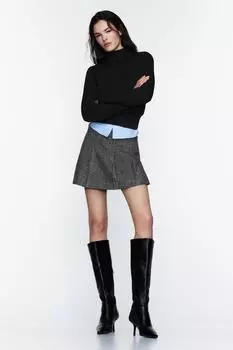 Юбка с металлической нитью ZARA, серый