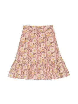 Юбка с оборками и цветочным принтом Bonton, розовый