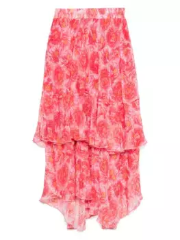 Юбка с оборками и цветочным принтом STYLAND, розовый