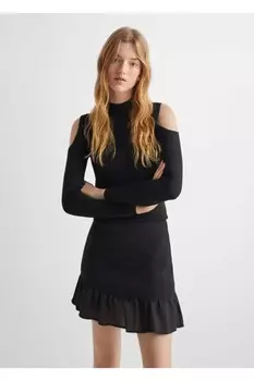 Юбка с оборками и сборками Mango, черный