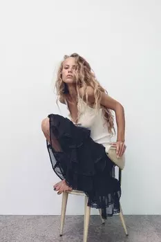 Юбка с орбами ZARA, черный