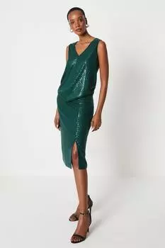 Юбка с пайетками Debenhams, зеленый