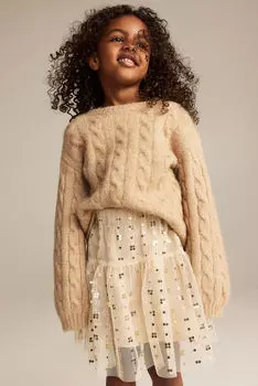 Юбка с пайетками H&M, бежевый