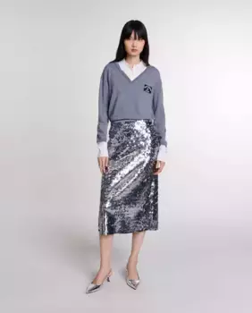 Юбка с пайетками Maje, серый