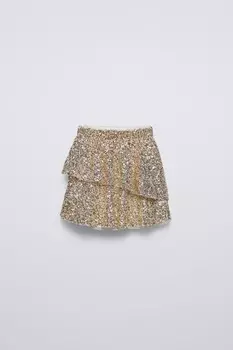Юбка с пайетками ZARA, золотой