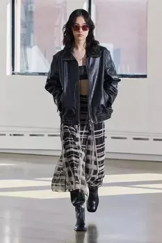 Юбка с плиссировкой check box коллекция zw ZARA, черный/белый