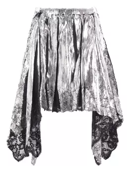 Юбка с плиссировкой и кружевной отделкой Rabanne, черный