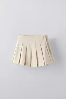 Юбка с плиссировкой и струйной коробкой ZARA, песочный