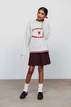 Юбка с плиссировкой ZARA, бордовый