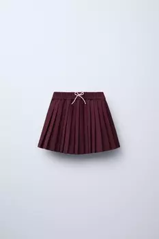 Юбка с плиссировкой ZARA, бордовый